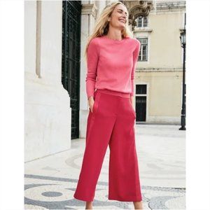 Boden Exeter Wide Leg Cropped Culotte Trouser Pants Dark Rose